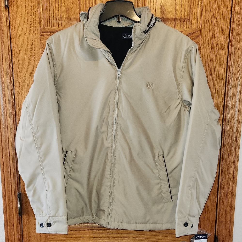 Chaps Men's Tan Fleece Lined Military Jacket Medium